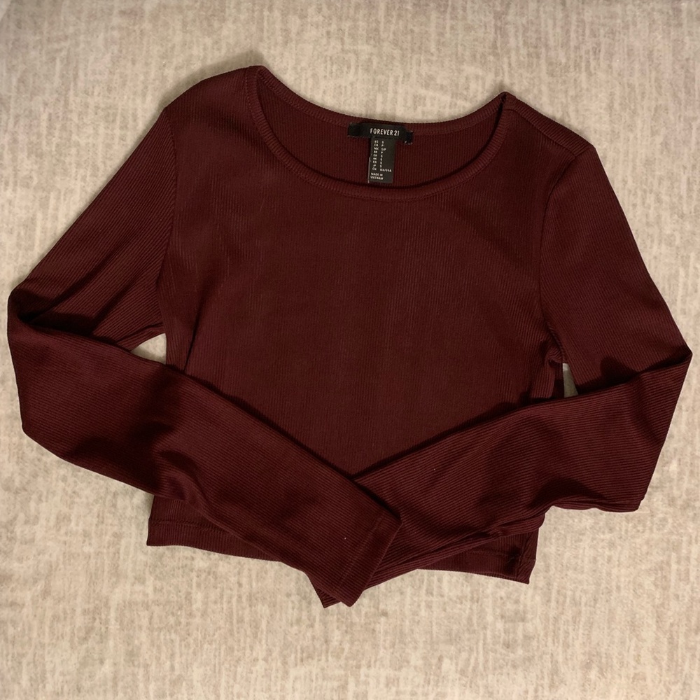 Forever 21 Burgundy Crop Top Size S